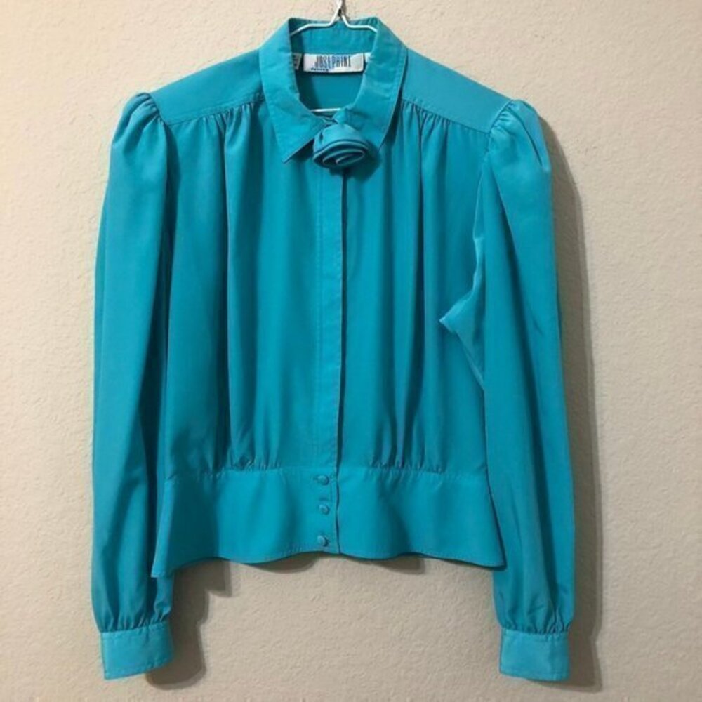Vintage Blouse Turquoise Flower Trendy